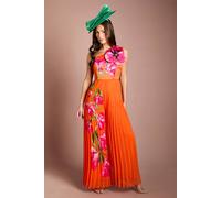 Coast Women's One Shoulder Corsage Orange Pleated Jumpsuit | Size: 10