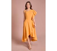 Coast Women's One Shoulder Crepe Ruffle Midi Dress in Orange | Size: 18