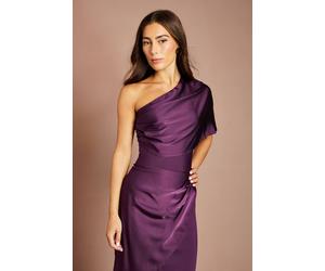 Coast Women's One Shoulder Drape Bodysuit in Plum | Size: 12
