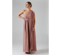 Coast Women's One Shoulder Drape Chiffon Maxi Bridesmaid Dress in Antique Rose | Size: 10 Coast Antique Rose 10