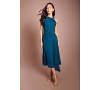 Coast Women's One Shoulder Drape Waist Asymmetric Midi Dress in Teal | Size: 16