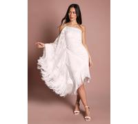 Coast Women's One Shoulder Fringe Detail Bridal Mini Dress in Ivory | Size: 14