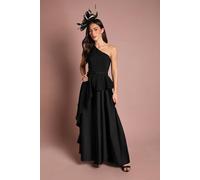 Coast Women's One Shoulder Ruffle Detail Satin Maxi Dress in Black | Size: 14 Coast Black 14