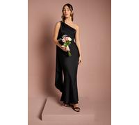 Coast Women's One Shoulder Satin Maxi Bridesmaid Dress With Gold Trim in Black | Size: 18 Coast Black 18