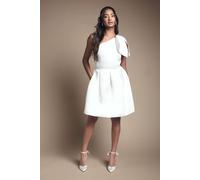 Coast Women's One Shoulder Statement Bow Bridal Mini Dress in Ivory | Size: 10