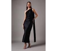 Coast Women's One Shoulder Twill Gown With Diamante Brooch in Black | Size: 10