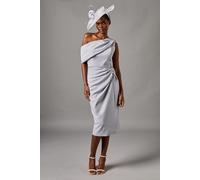 Coast Women's One Shoulder Twist Front Pencil Dress in Grey Blue | Size: 10 Coast Grey Blue 10