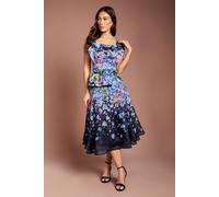 Coast Women's Organza Floral Midi Skirt in Navy | Size: 10