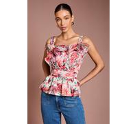 Coast Women's Organza Floral Ruffle Fan Detail Top in Sage | Size: 8 Coast Sage 8