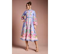 Coast Women's Organza Lace Trim Midi Dress in Blue | Size: 8 Coast Blue 8