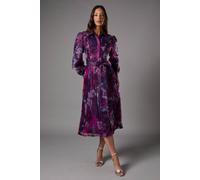 Coast Women's Organza Printed Midi Shirt Dress in Purple | Size: 14 Coast Purple 14