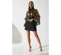 Coast Women's Party Metallic Long Sleeve Mini Dress in Dark Bronze | Size: 14 Coast Dark Bronze 14