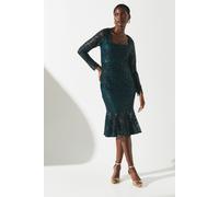 Coast Women's Party Sequin Lace Long Sleeve Midi Dress in Forest | Size: 8 Coast Forest 8