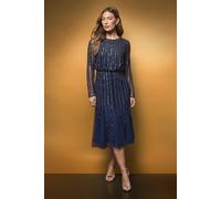 Coast Women's Party Sequin Long Sleeve Midi Dress in New Navy | Size: 12 Coast New Navy 12