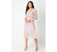 Coast Women's Party Sequin Long Sleeve Midi Dress in Rose Pink | Size: 10 Coast Rose Pink 10