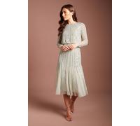 Coast Women's Party Sequin Long Sleeve Midi Dress in Sage | Size: 14