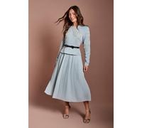 Coast Women's Pearl Beaded Ponte Bodice with Pleated Skirt in Light Blue | Size: 16