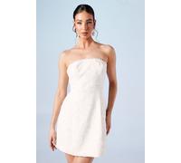 Coast Women's Pearl Detail Sequin Lace Bandeau Bridal Mini Dress in Ivory | Size: 12 Coast Ivory 12