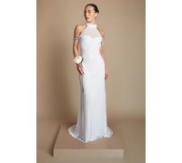 Coast Women's Pearl Embellished Drape Sleeve Wedding Dress in Ivory | Size: 12