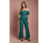 Coast Women's Peplum Bardot Wide Leg Jumpsuit in Emerald | Size: 10 Coast Emerald 10