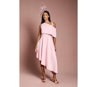 Coast Women's Petite Asymetric Crepe Midi Dress in Blush | Size: 12 Coast Blush 12