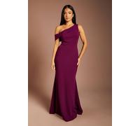 Coast Women's Petite Asymmetric Neckline Scuba Crepe Black Tie Dress in Fig | Size: 6 Coast Fig 6