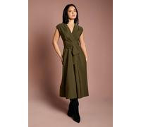 Coast Women's Petite Belted Crepe Dress in Olive | Size: 8 Coast Olive 8
