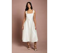 Coast Women's Petite Belted Twill Midi Dress in Champagne | Size: 10 Coast Champagne 10