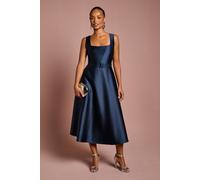 Coast Women's Petite Belted Twill Midi Dress in Navy | Size: 12 Coast Navy 12