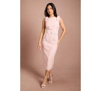 Coast Women's Petite Bow Shoulder Belted Lace Dress in Blush | Size: 6 Coast Blush 6