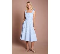 Coast Women's Petite Bow Shoulder Floral Lace Midi Dress in Light Blue | Size: 10 Coast Light Blue 10