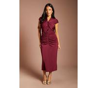 Coast Women's Petite Cap Sleeve Drape Midi Dress in Berry | Size: 14 Coast Berry 14