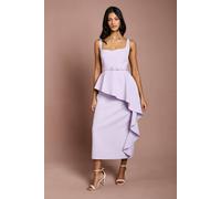 Coast Women's Petite Crepe Belted Ruffle Skirt Pencil Dress in Lilac | Size: 8