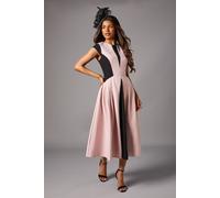 Petite Crepe colour Block Midi Dress Coast Blush 8
