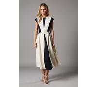 Petite Crepe colour Block Midi Dress Coast Mono 10