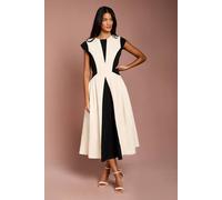 Coast Women's Petite Crepe colour Block Midi Dress in Mono | Size: 8 Coast Mono 8