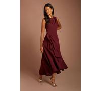 Coast Women's Petite Crepe Ruffle Dress With Low Back in Oxblood | Size: 6