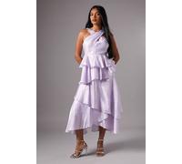 Coast Women's Petite Cross Neck Tiered Ruffle Dress in Lilac | Size: 4