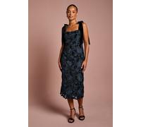 Coast Women's Petite Cut Out Velvet Lace Tie Shoulder Column Midi Dress in Black | Size: 12 Coast Black 12