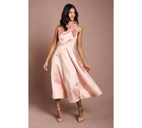 Coast Women's Petite Detail Pleat Midi Dress in Pink | Size: 8 Coast Pink 8