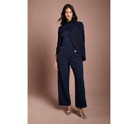 Coast Women's Petite High Neck Cape Sleeve Wide Leg Jumpsuit in Navy | Size: 16 Coast Navy 16