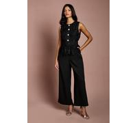 Coast Women's Petite Lace Bodice Crepe Trouser Belted Jumpsuit in Black | Size: 16