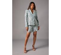 Petite Lace Shorts With Satin Waist Coast Blue 10