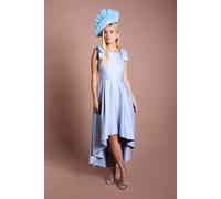 Coast Women's Petite Lisa Tan Bow Shoulder Satin Midi Dress in Pale Blue | Size: 12