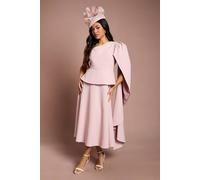 Coast Women's Petite Lisa Tan Shoulder Crepe Midi Dress in Pale Pink | Size: 14 Coast Pale Pink 14
