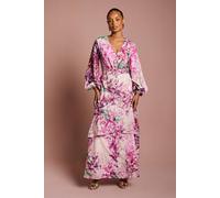 Coast Women's Petite Long Sleeve Chiffon Midaxi Dress With Belt in Pink | Size: 10 Coast Pink 10