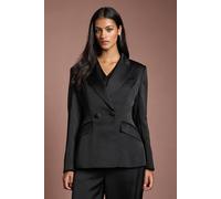 Coast Women's Petite Muse Satin Tailored Double Breasted Blazer in Black | Size: 10