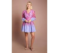 Coast Women's Petite Organza Floral Placement Lace Trim Mini Dress in Lilac | Size: 10 Coast Lilac 10