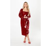 Coast Women's Petite Party Sequin Long Sleeve Pencil Dress in Wine | Size: 10