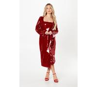 Coast Women's Petite Party Sequin Long Sleeve Pencil Dress in Wine | Size: 8